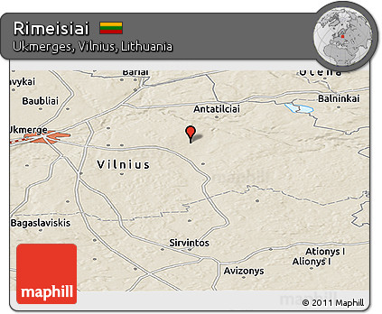 Shaded Relief Panoramic Map of Rimeisiai