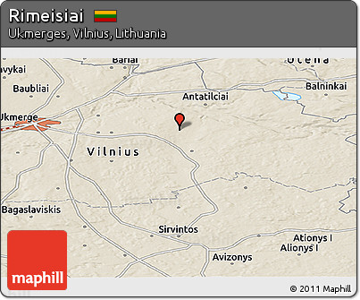 Shaded Relief Panoramic Map of Rimeisiai
