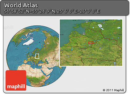 Satellite Location Map of the Area around 55° 11' 31" N, 25° 34' 30" E