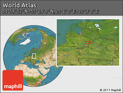 Satellite Location Map of the Area around 55° 11' 31" N, 25° 34' 30" E
