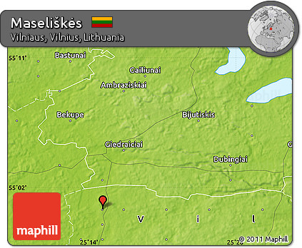 Physical Map of Maseliškės