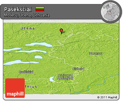 Physical Panoramic Map of Pašekščiai