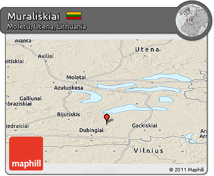 Shaded Relief Panoramic Map of Murališkiai