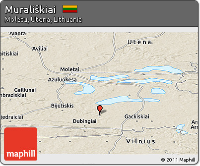 Shaded Relief Panoramic Map of Murališkiai
