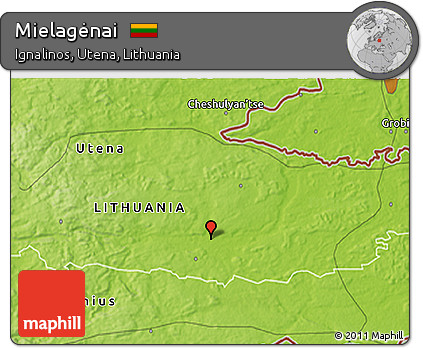 Physical 3D Map of Mielagėnai