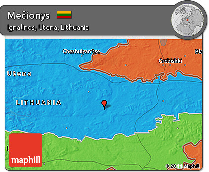 Political 3D Map of Mečionys