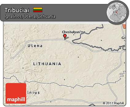 Shaded Relief 3D Map of Tribučiai
