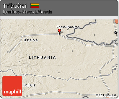 Shaded Relief 3D Map of Tribučiai