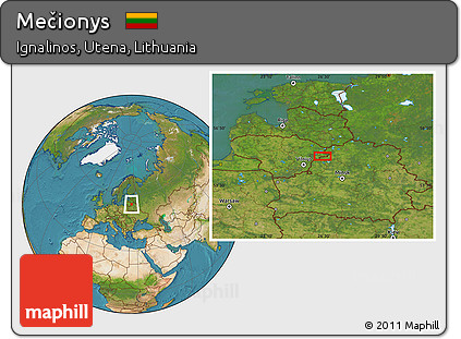Satellite Location Map of Mečionys