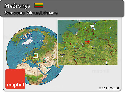 Satellite Location Map of Mežionys