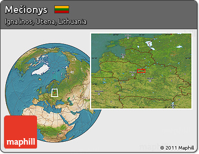 Satellite Location Map of Mečionys