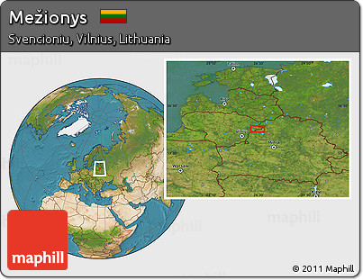 Satellite Location Map of Mežionys