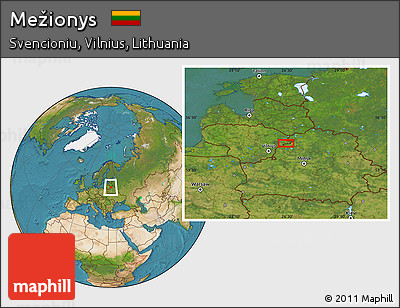 Satellite Location Map of Mežionys