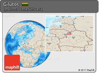 Shaded Relief Location Map of Gilutos