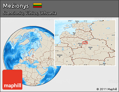 Shaded Relief Location Map of Mežionys