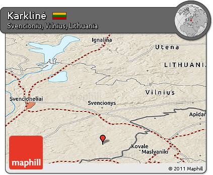 Shaded Relief Panoramic Map of Karklinė