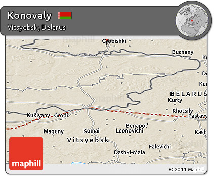 Shaded Relief Panoramic Map of Konovaly