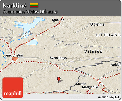 Shaded Relief Panoramic Map of Karklinė