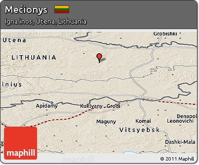 Shaded Relief Panoramic Map of Mečionys