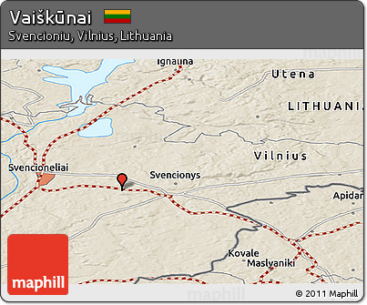 Shaded Relief Panoramic Map of Vaiškūnai