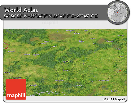 Satellite 3D Map of the Area around 55° 11' 31" N, 27° 16' 29" E