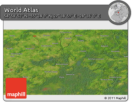 Satellite 3D Map of the Area around 55° 11' 31" N, 28° 7' 30" E