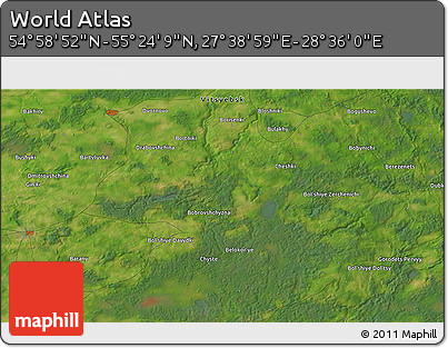 Satellite 3D Map of the Area around 55° 11' 31" N, 28° 7' 30" E