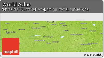 Physical Panoramic Map of the Area around 55° 11' 31" N, 28° 7' 30" E
