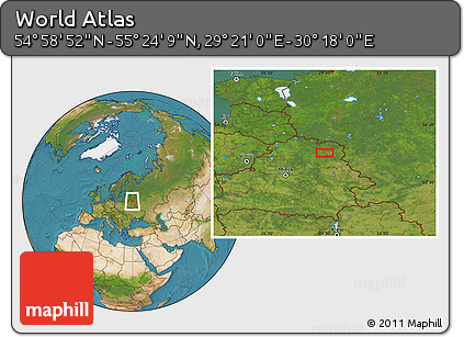 Satellite Location Map of the Area around 55° 11' 31" N, 29° 49' 30" E
