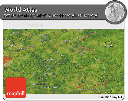 Satellite 3D Map of the Area around 55° 11' 31" N, 30° 40' 29" E