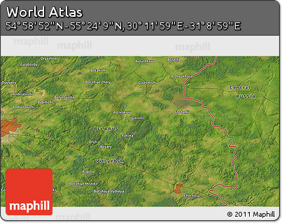 Satellite 3D Map of the Area around 55° 11' 31" N, 30° 40' 29" E
