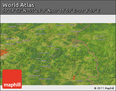 Satellite 3D Map of the Area around 55° 11' 31" N, 30° 40' 29" E