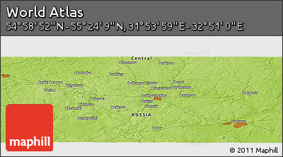 Physical Panoramic Map of the Area around 55° 11' 31" N, 32° 22' 30" E
