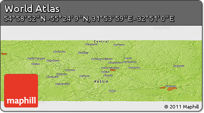 Physical Panoramic Map of the Area around 55° 11' 31" N, 32° 22' 30" E