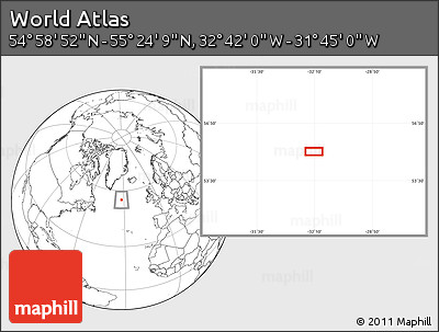 Blank Location Map of the Area around 55° 11' 31" N, 32° 13' 30" W