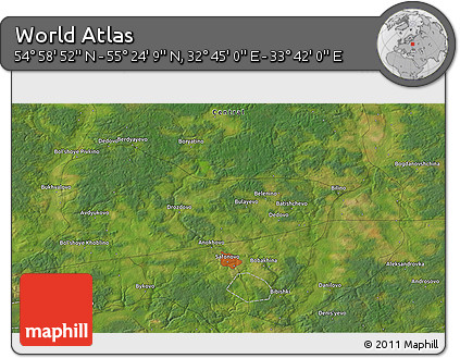 Satellite 3D Map of the Area around 55° 11' 31" N, 33° 13' 30" E