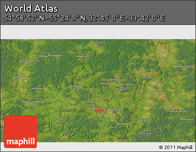 Satellite 3D Map of the Area around 55° 11' 31" N, 33° 13' 30" E