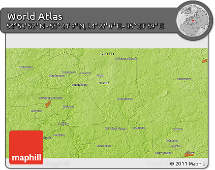 Physical 3D Map of the Area around 55° 11' 31" N, 34° 55' 29" E