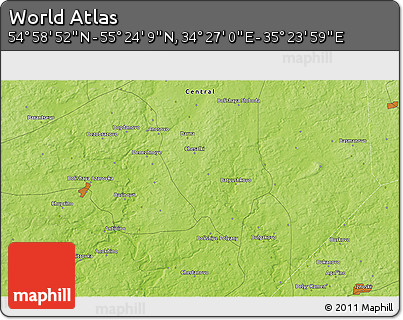 Physical 3D Map of the Area around 55° 11' 31" N, 34° 55' 29" E