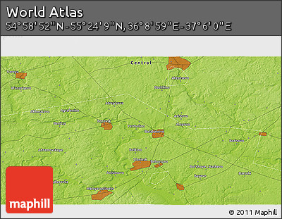 Physical 3D Map of the Area around 55° 11' 31" N, 36° 37' 30" E