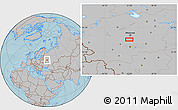 Gray Location Map of Barybino, hill shading