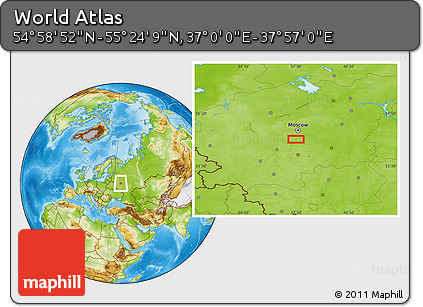 Physical Location Map of the Area around 55° 11' 31" N, 37° 28' 30" E