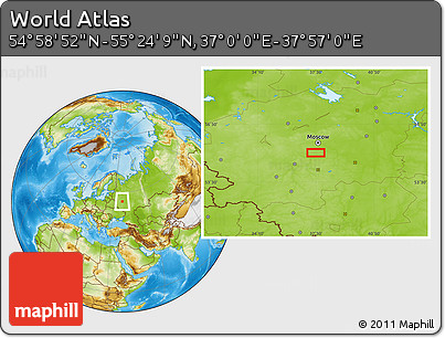 Physical Location Map of the Area around 55° 11' 31" N, 37° 28' 30" E
