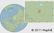 Savanna Style Location Map of Barybino, hill shading