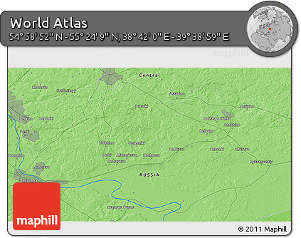Political 3D Map of the Area around 55° 11' 31" N, 39° 10' 29" E