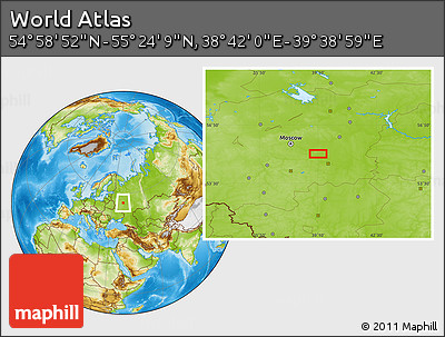Physical Location Map of the Area around 55° 11' 31" N, 39° 10' 29" E