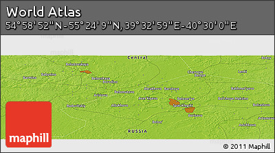 Physical Panoramic Map of the Area around 55° 11' 31" N, 40° 1' 29" E