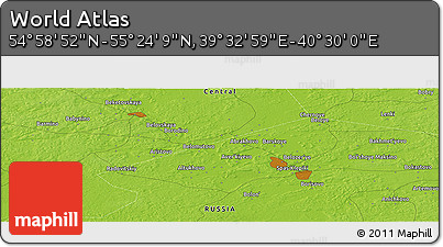 Physical Panoramic Map of the Area around 55° 11' 31" N, 40° 1' 29" E