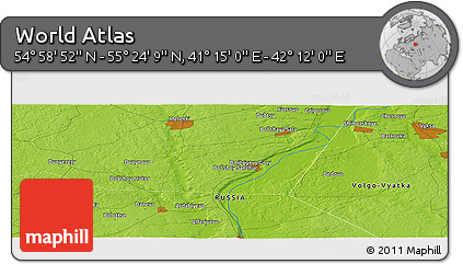 Physical Panoramic Map of the Area around 55° 11' 31" N, 41° 43' 30" E