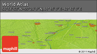 Physical Panoramic Map of the Area around 55° 11' 31" N, 41° 43' 30" E